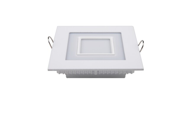 LED面板燈 7W方形雙色面板燈 開孔98x98mm 白光藍邊 可分段控制光色